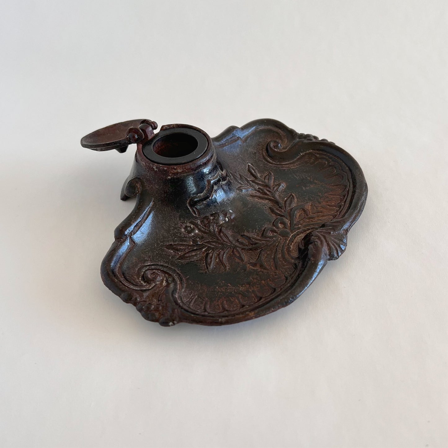 French antique bronze-effect inkwell
