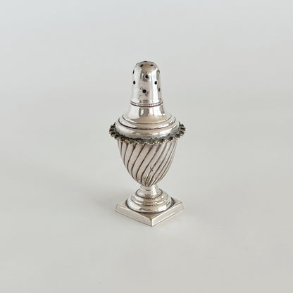 English antique silver-plated travel salt shaker