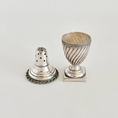 English antique silver-plated travel salt shaker