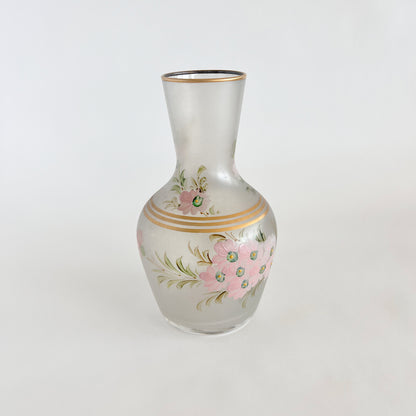 French antique painted glass water carafe