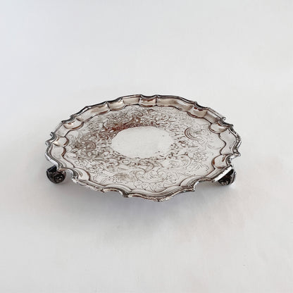 English antique silver on brass tray