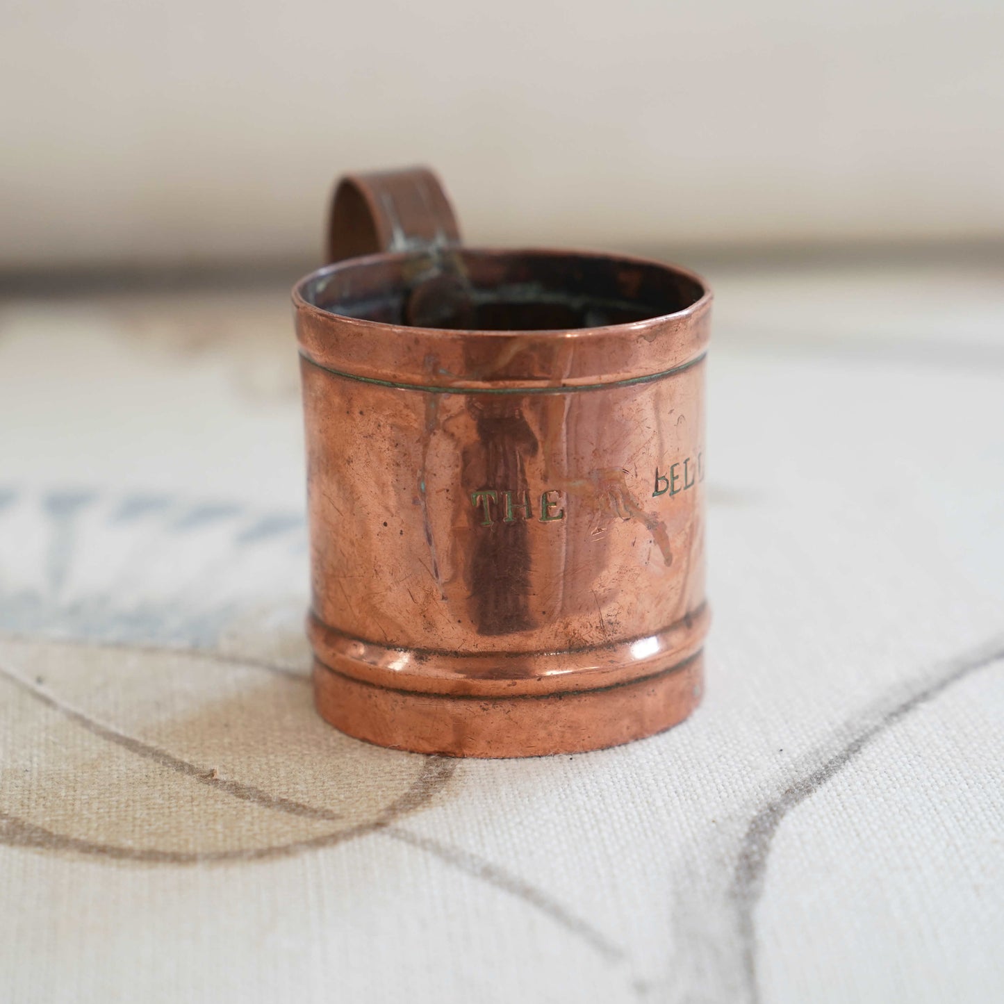 English antique copper pub spirit measuring cup
