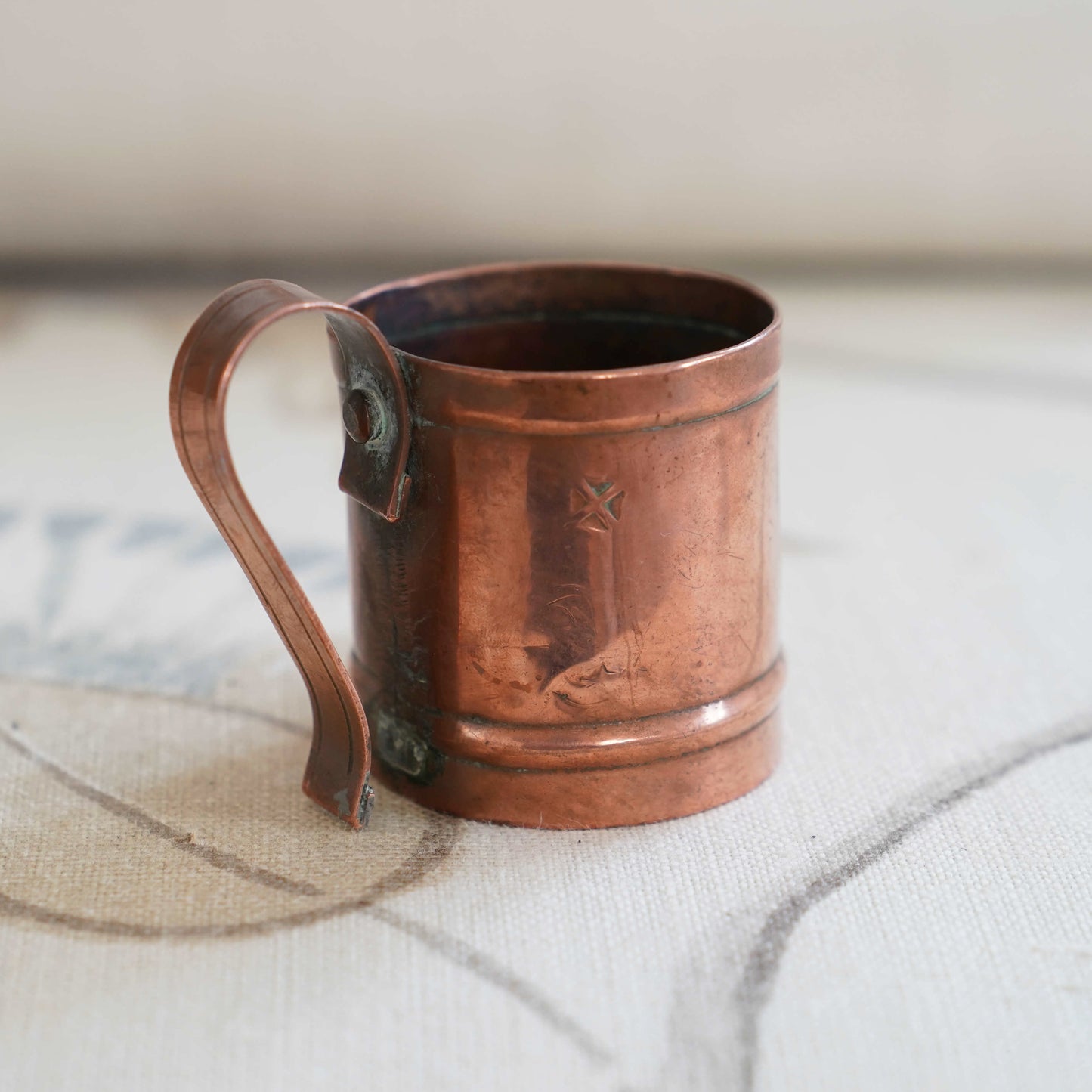 English antique copper pub spirit measuring cup