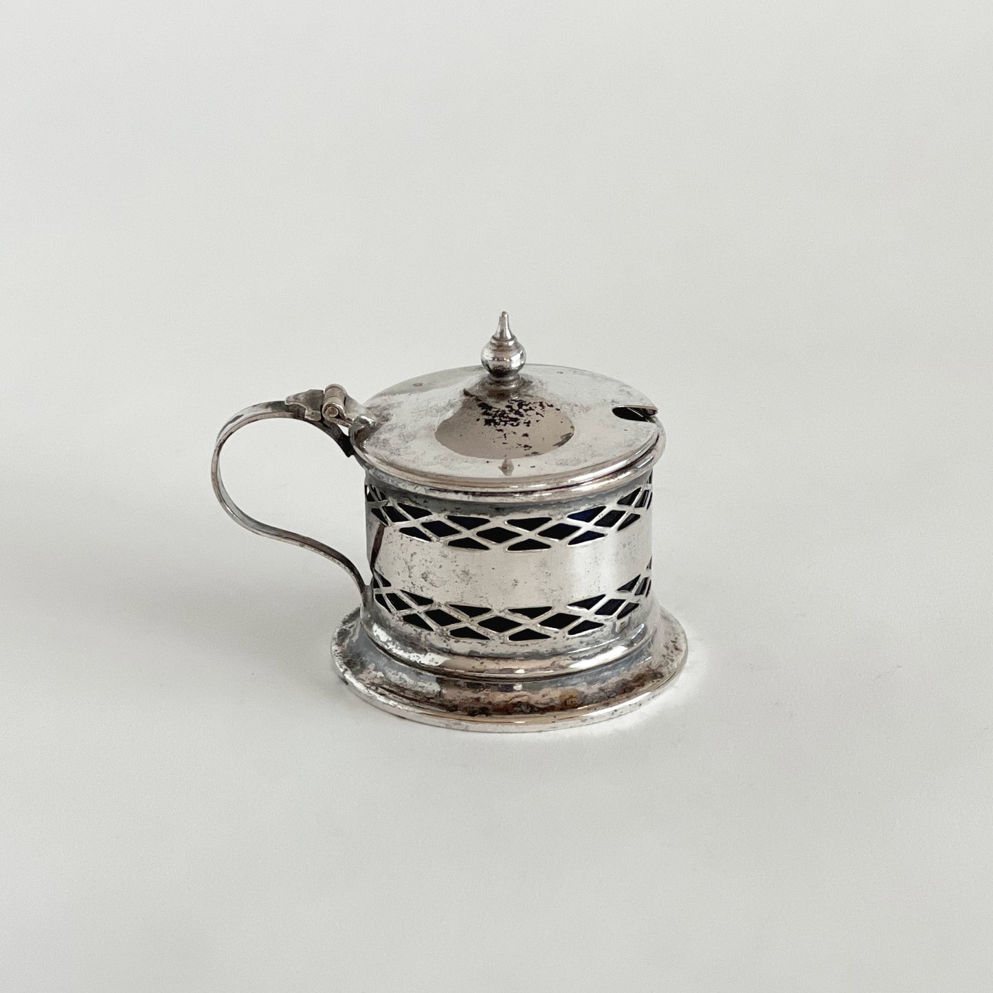 English antique silver-plated mustard pot
