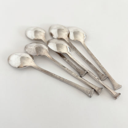 English antique silver-plated spoons in box, set of 6