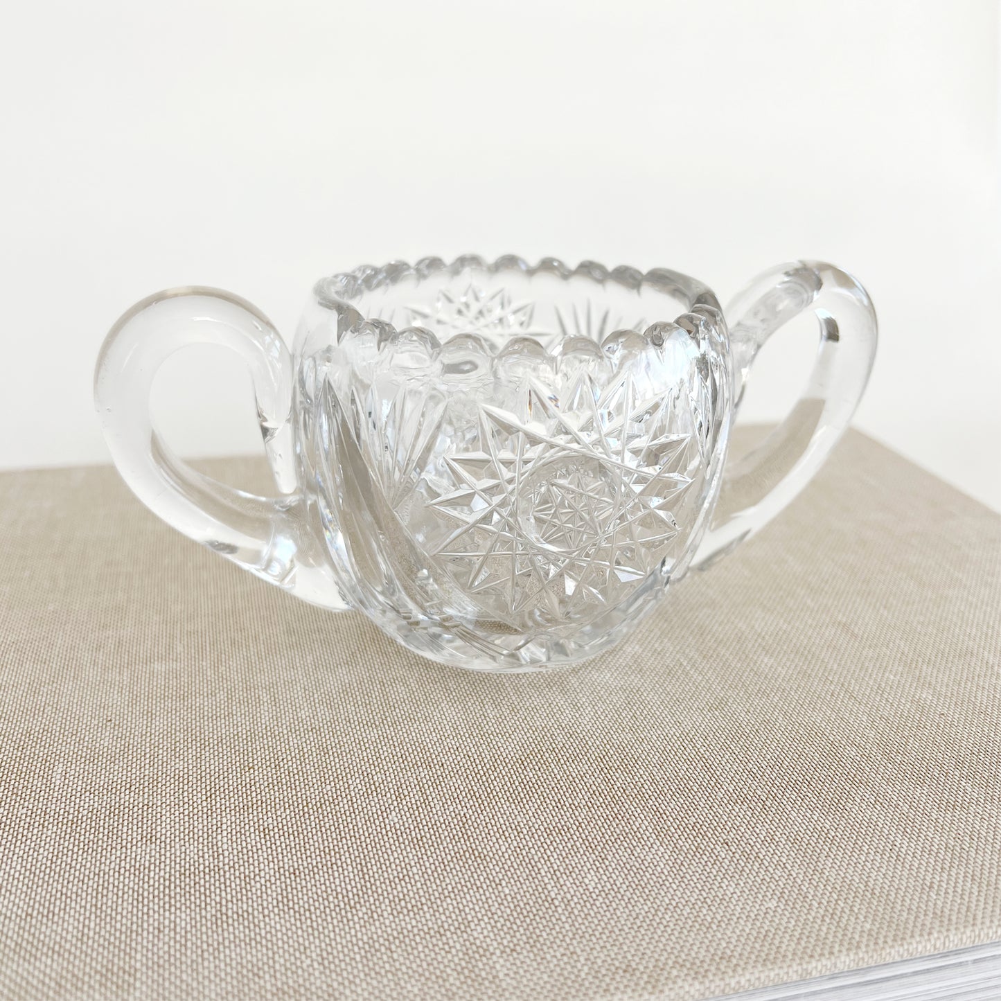 Antique American Brilliant Cut Glass Pinwheel Sugar Bowl