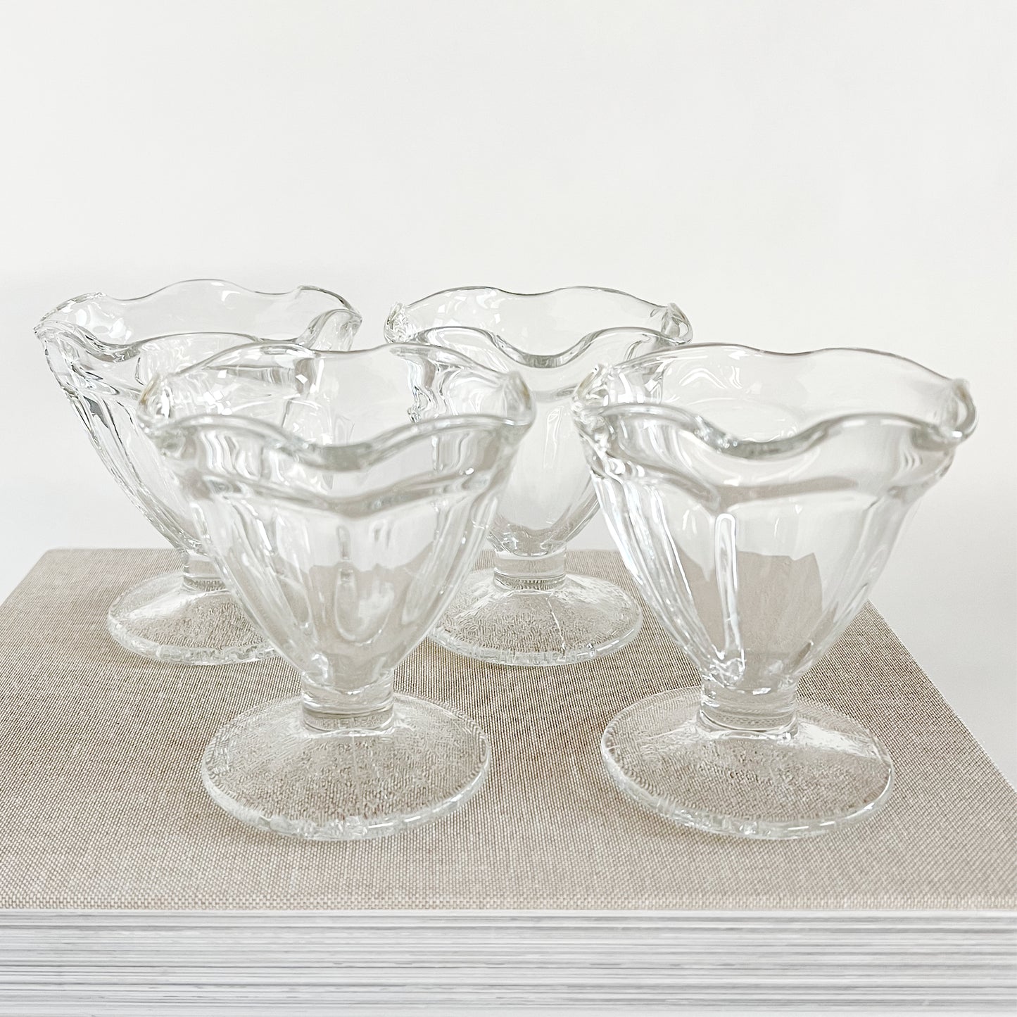 Vintage Clear Glass Sherbet Dessert Bowls, set of 4