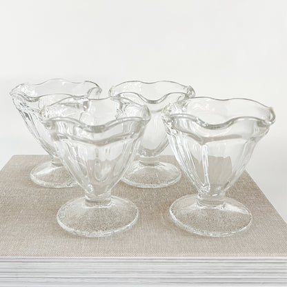 Vintage Clear Glass Sherbet Dessert Bowls, set of 4