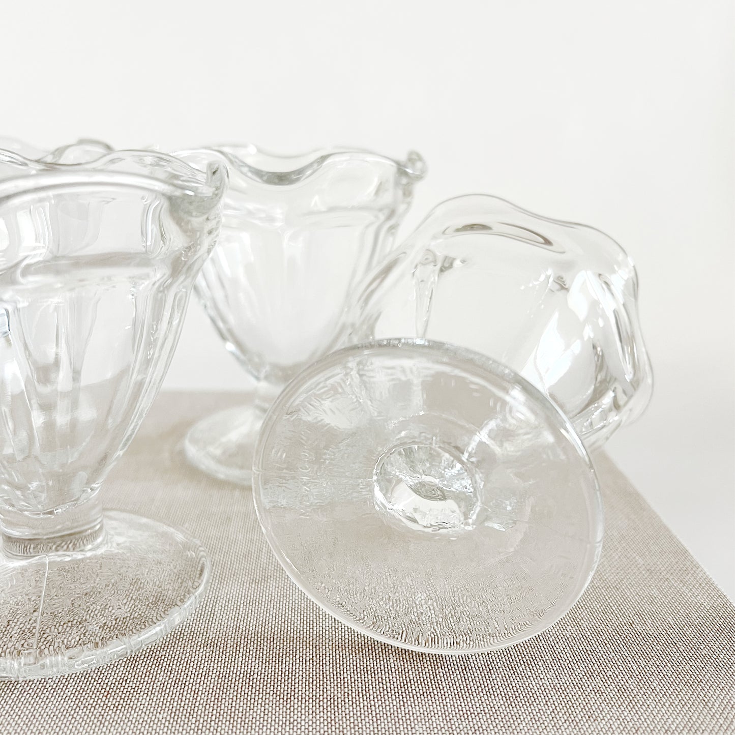Vintage Clear Glass Sherbet Dessert Bowls, set of 4
