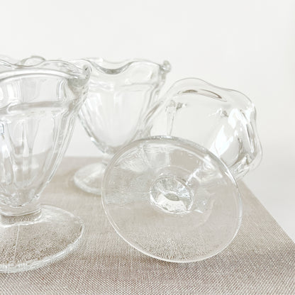 Vintage Clear Glass Sherbet Dessert Bowls, set of 4