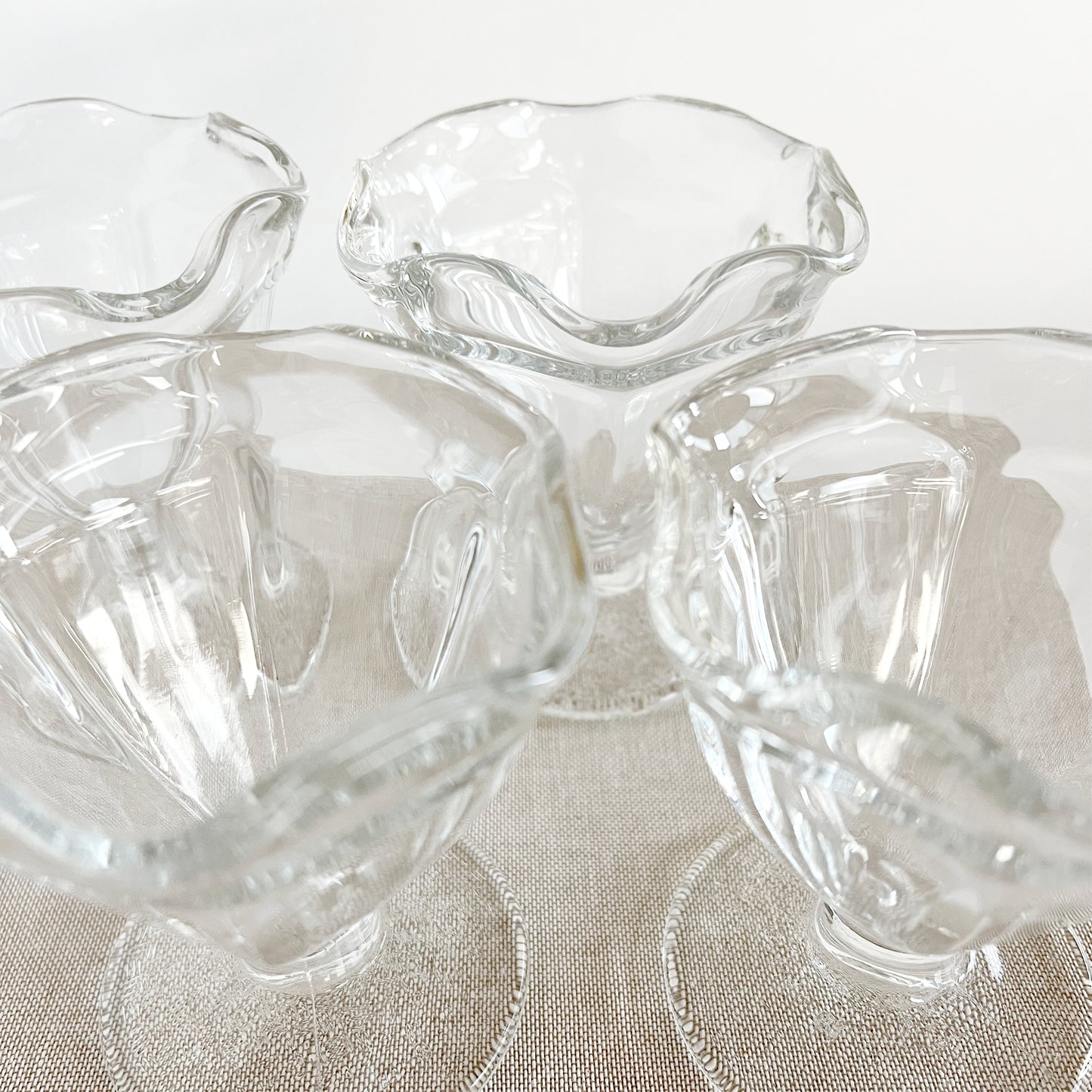 Vintage Clear Glass Sherbet Dessert Bowls, set of 4