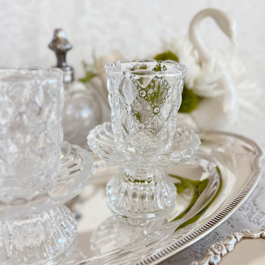 Vintage Partylite Crystal Candle Holders, Pair