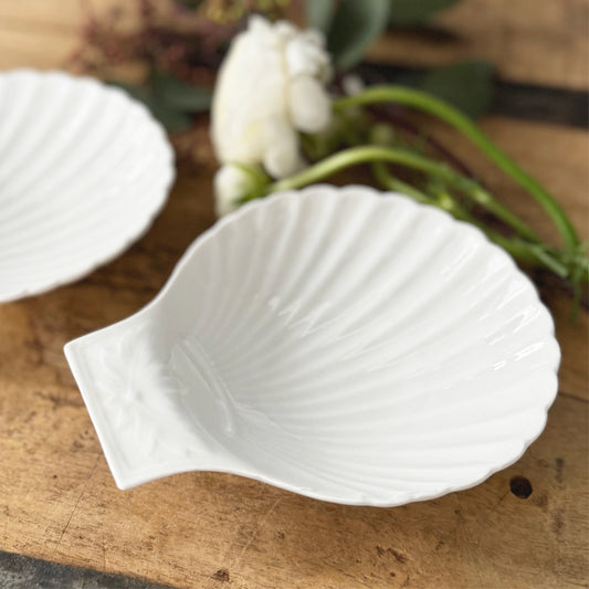 Vintage France Apilco Porcelain Shell Dish, pair