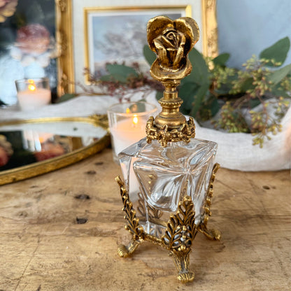 Vintage Hollywood Regency Matson Perfume Bottle with Rose Stopper Design