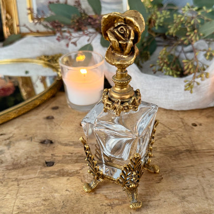 Vintage Hollywood Regency Matson Perfume Bottle with Rose Stopper Design