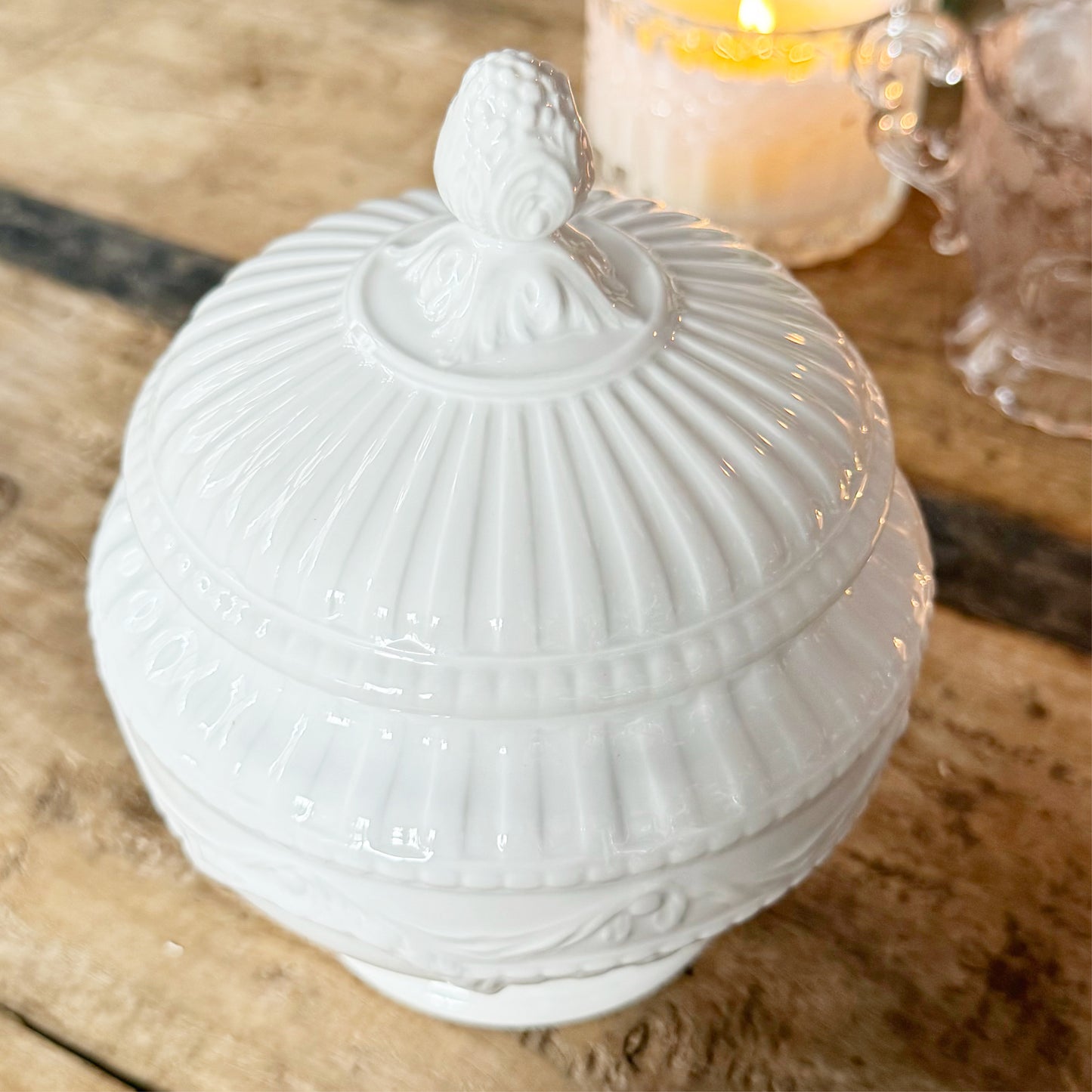 Vintage KPM Kurland White Porcelain Fluted Box