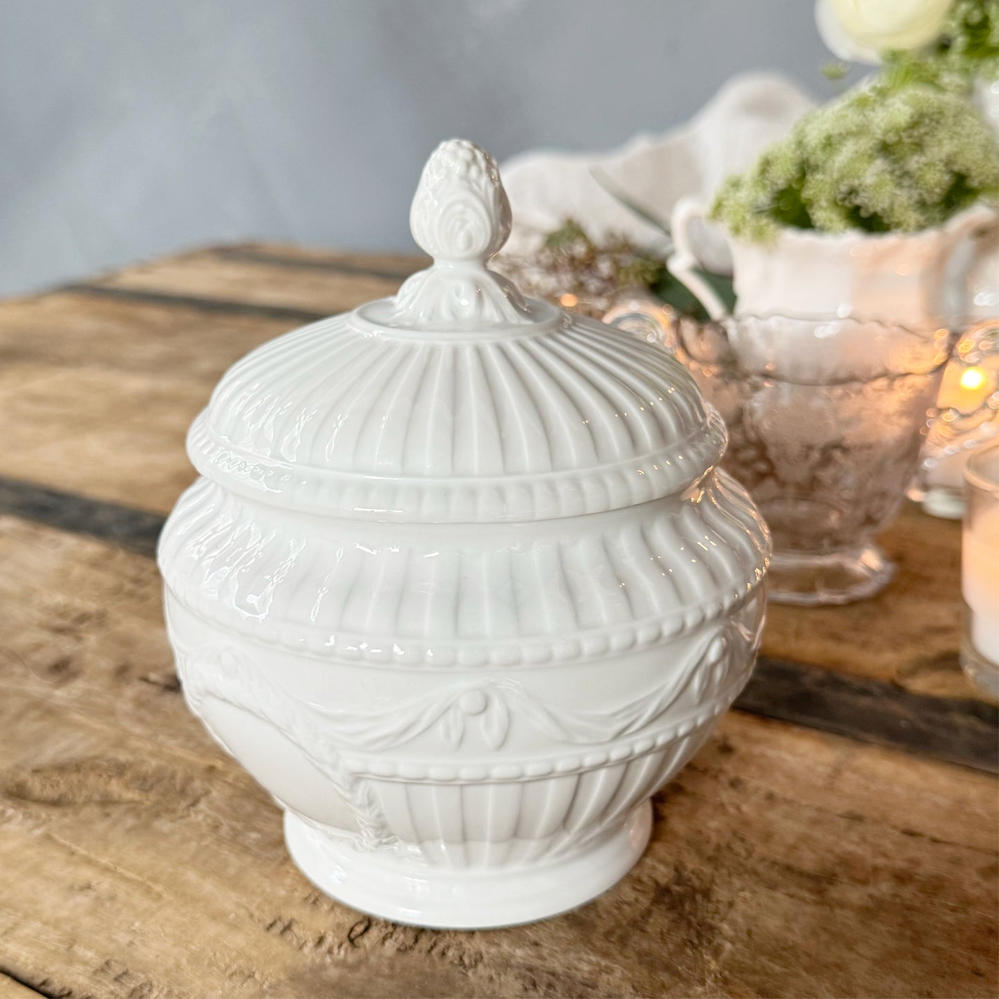 Vintage KPM Kurland White Porcelain Fluted Box