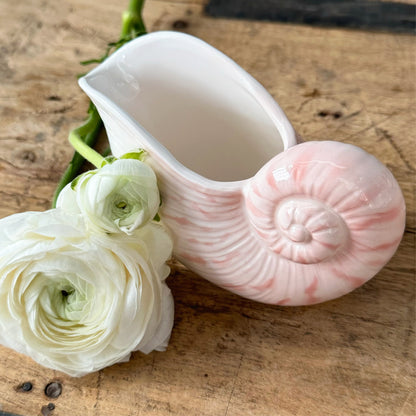 Vintage Otagiri Pink and White Shell Vase