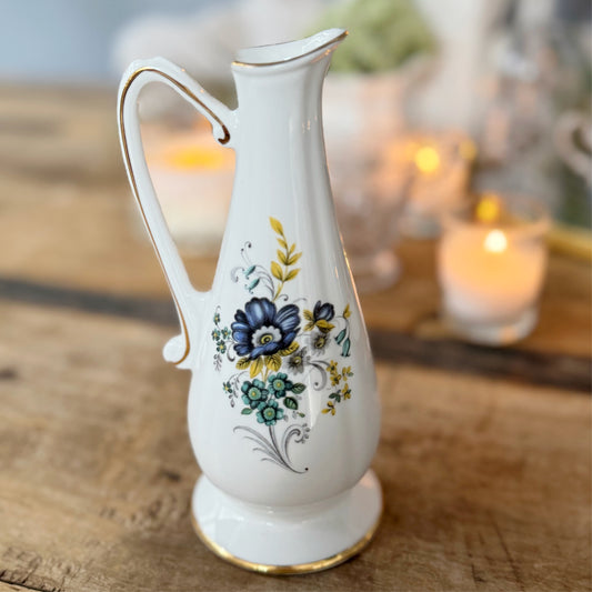 Vintage Royal Tara Ireland Fine Bone China Blue Corn Flower Mini Pitcher